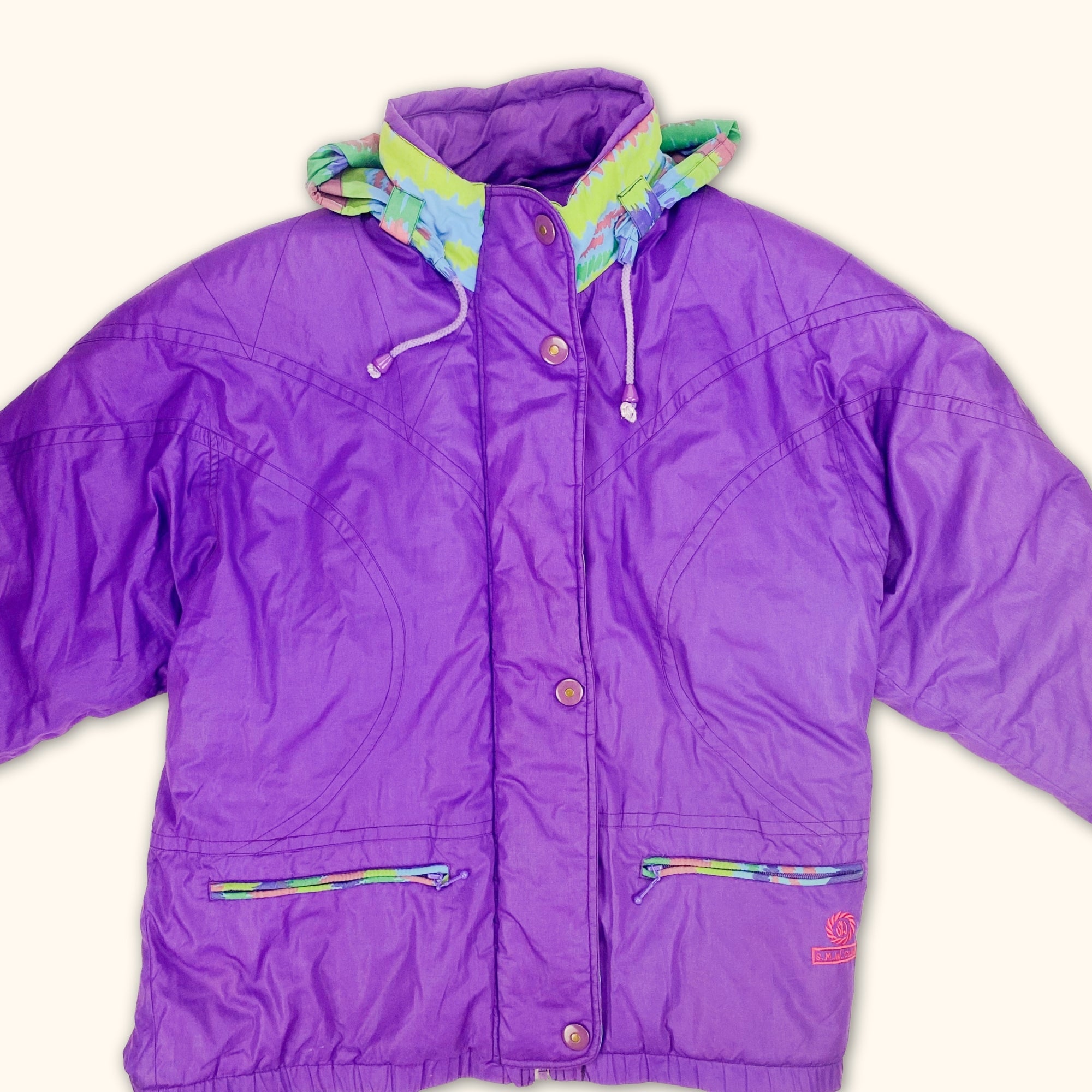 Vintage Italian Purple Padded Coat - Size Medium -  - Coats &amp; jackets