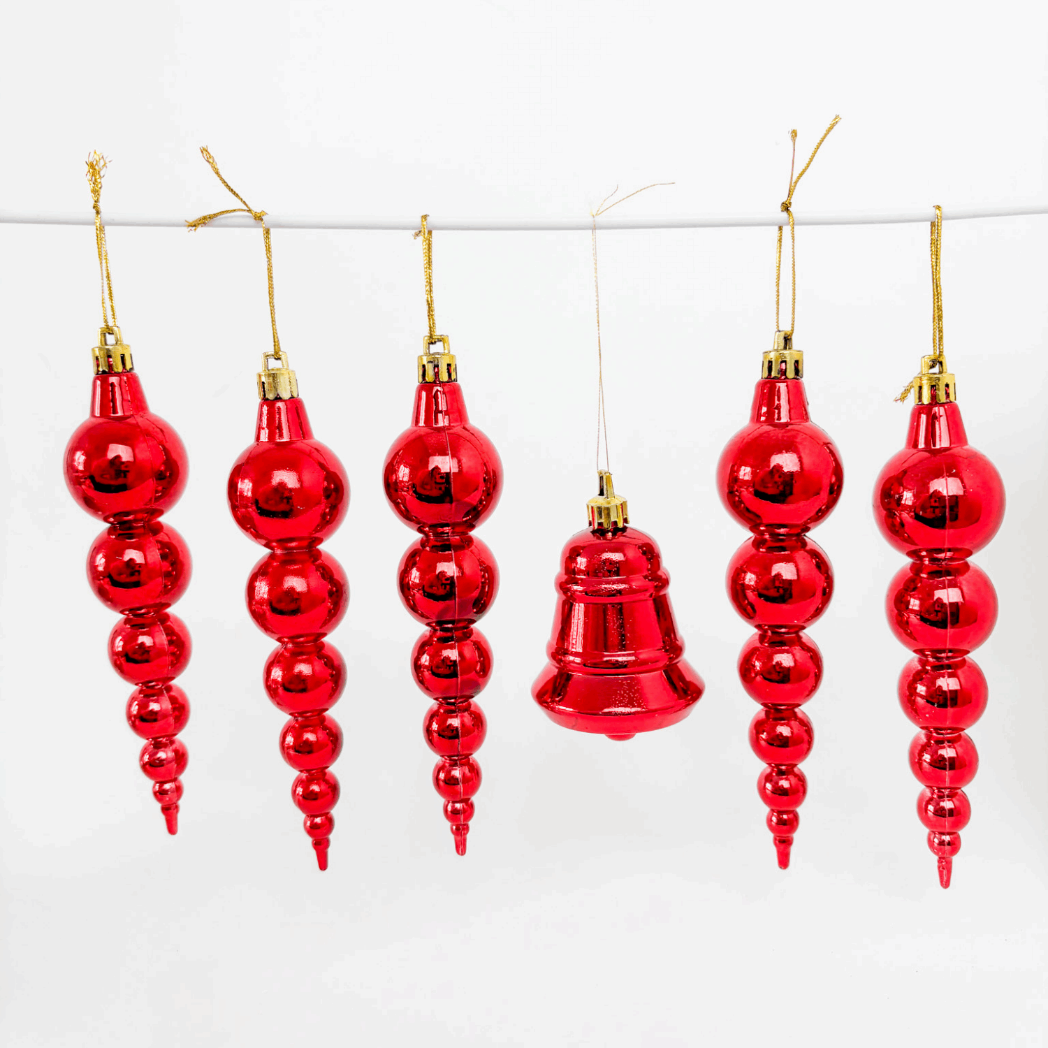 90s Inspired Red Shatterproof Baubles Set of 11 Sunshine Thrift