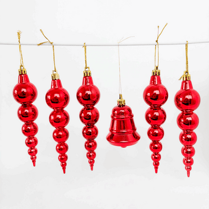90s Inspired Red Shatterproof Baubles Set of 11 Sunshine Thrift