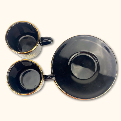 Hornsea Golden Sun Gold and Black Espresso Cup and Saucer - Set of 2 -  - Kitchenware