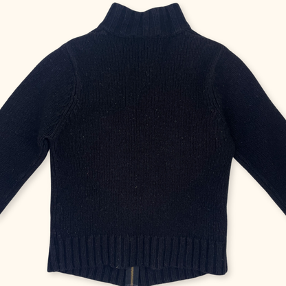 Vintage M&amp;S Wool Blend Black Zip Up Cardigan - Size 8