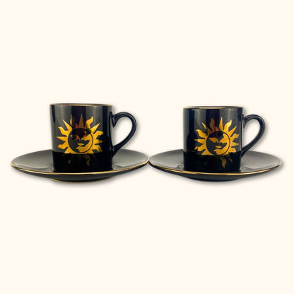 Hornsea Golden Sun Gold and Black Espresso Cup and Saucer - Set of 2 -  - Kitchenware