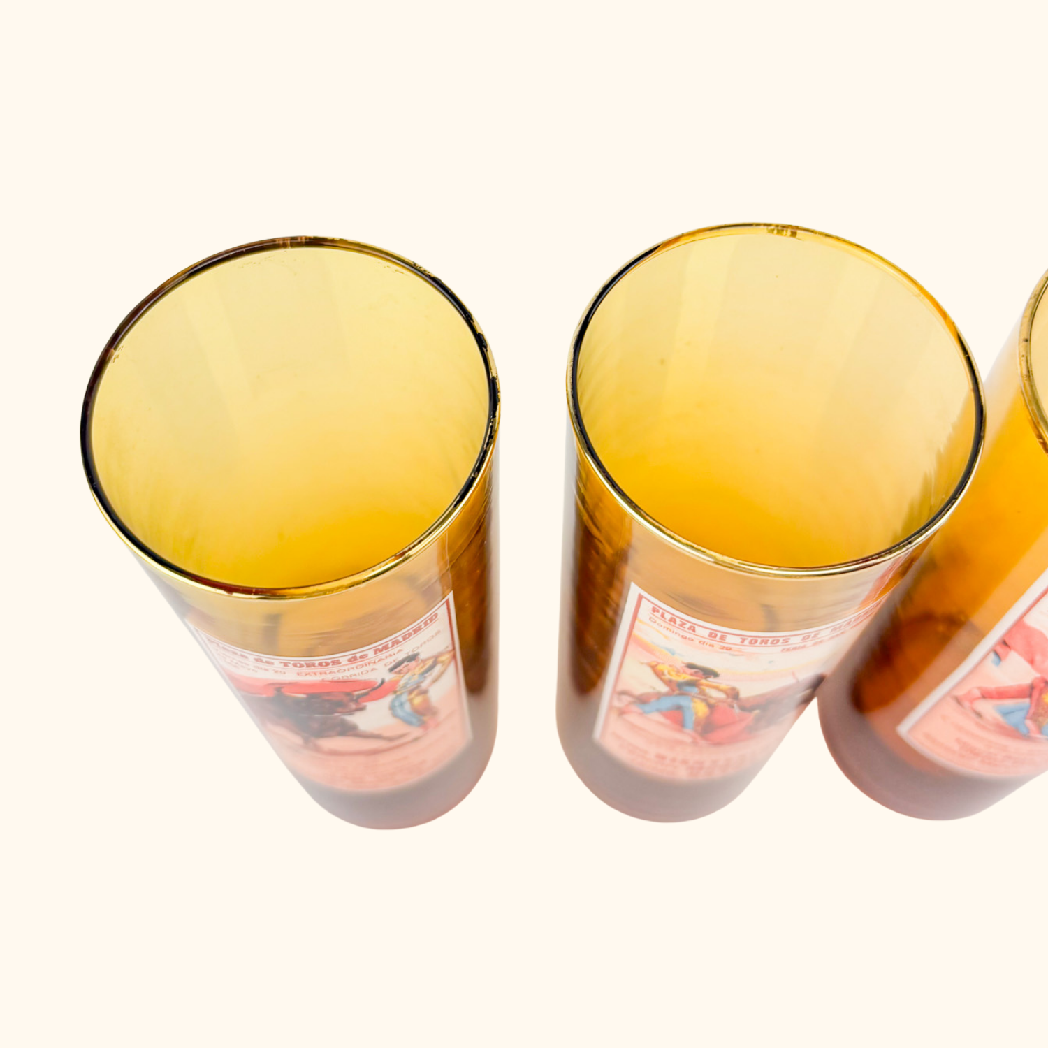 Vintage 1960s Amber Glass Matador Highball Glasses Set of 4 Sunshine Thrift