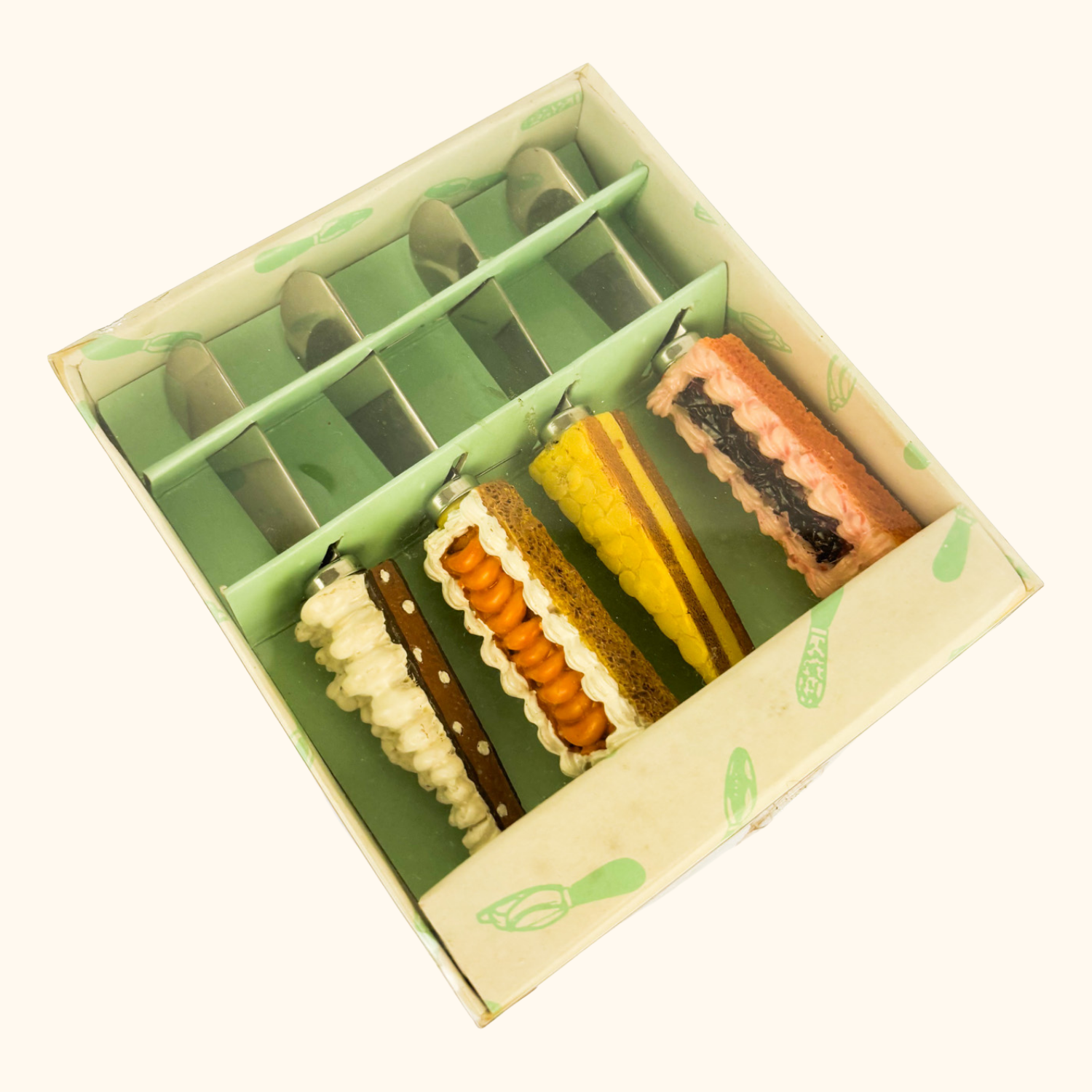Novelty Colourful Dessert Knife Set Boxed Sunshine Thrift