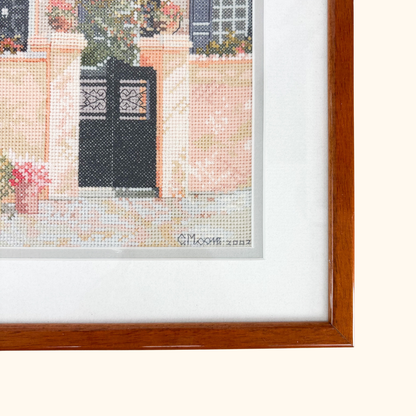 Framed Provence Cross Stitch Artwork Vintage 2002