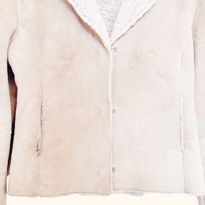 John Rocha Suede Pink Faux Fur Jacket - Size 12 John Rocha