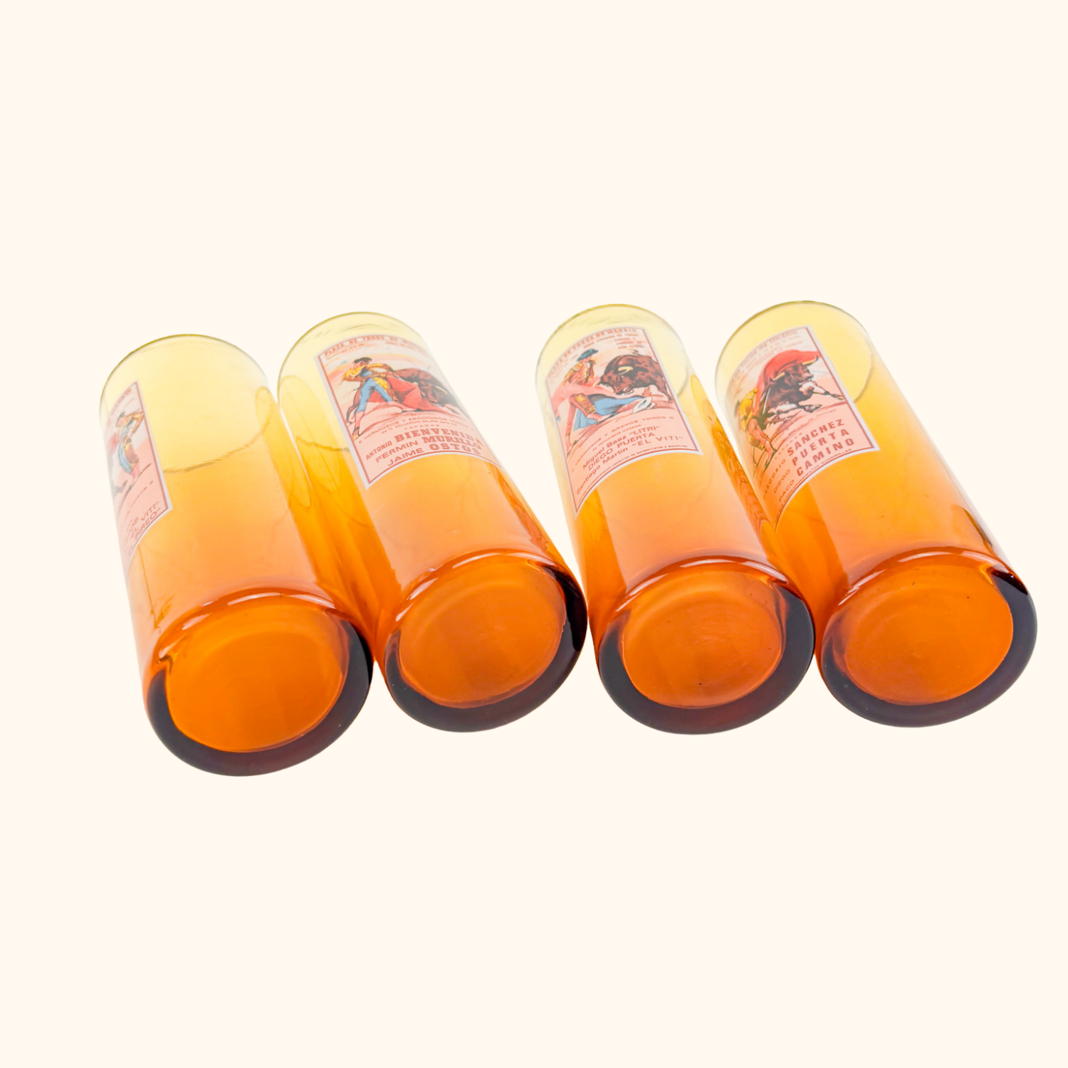 Vintage 1960s Amber Glass Matador Highball Glasses Set of 4 Sunshine Thrift