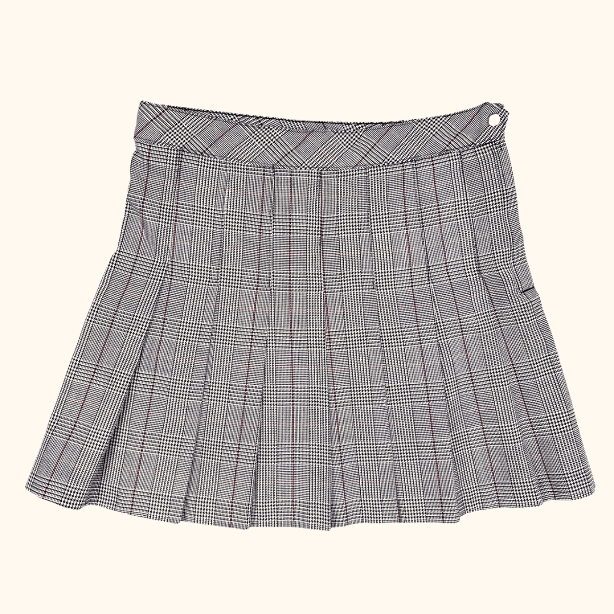 H&amp;M Grey Check Plaid Pleated Mini Skirt - Size 10 H&amp;M