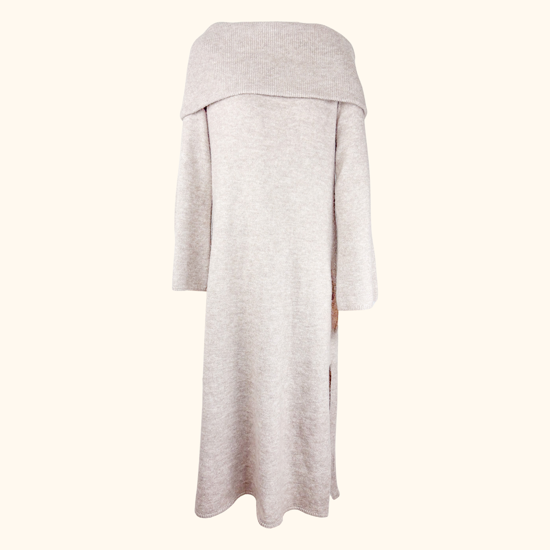 H&amp;M Beige Off The Shoulder Knitted Maxi Dress - Size Large H&amp;M