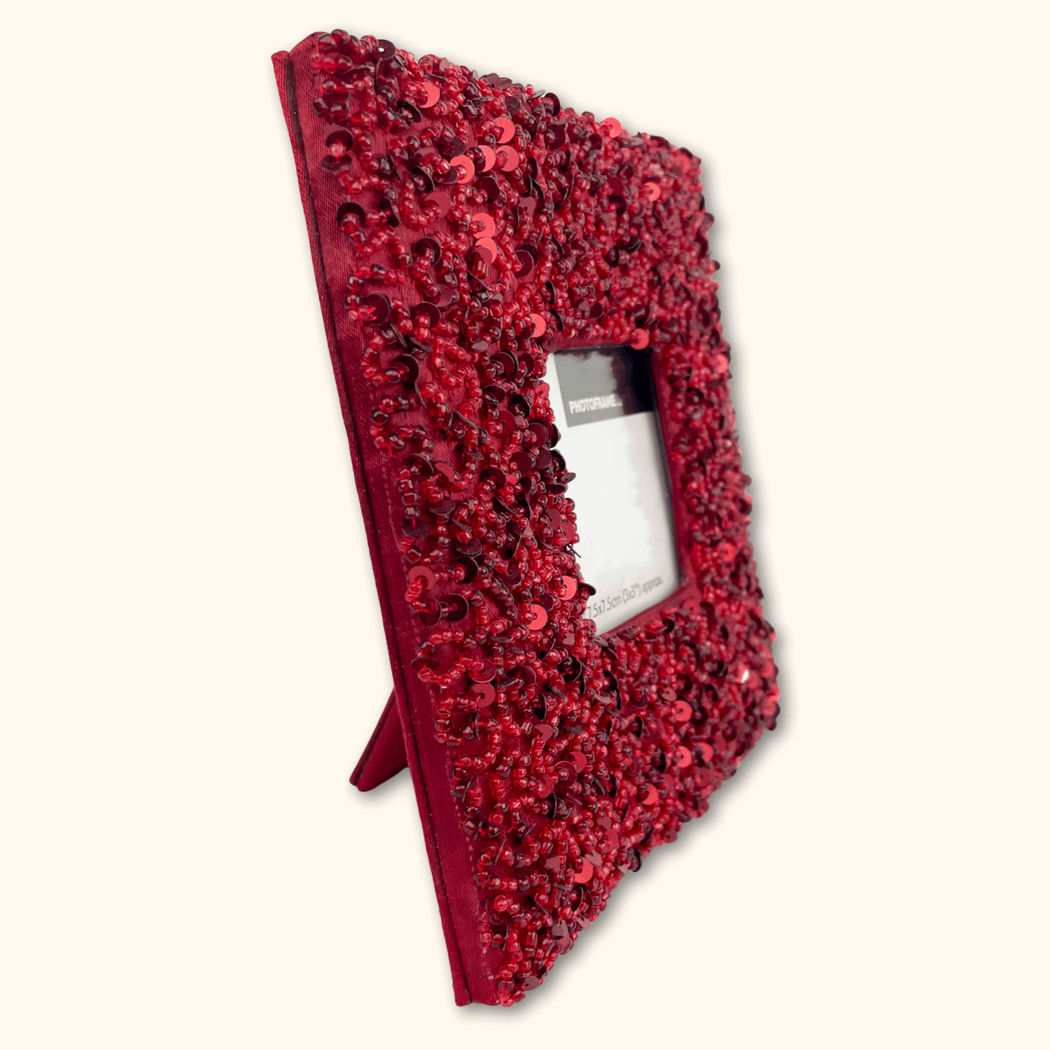 Dark Red Beaded Square Picture Frame -  - Picture Frames