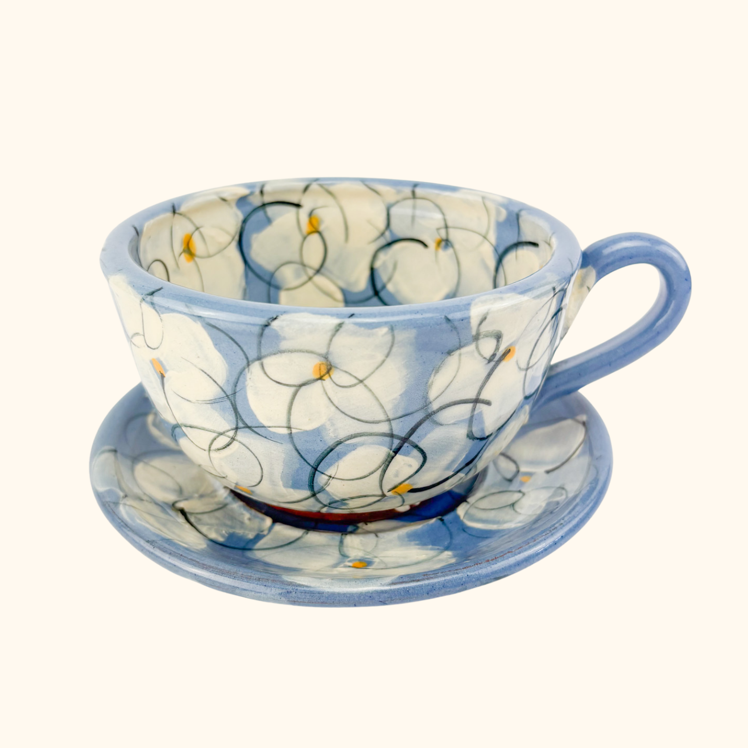 Peter Lochhead Abbey Ceramics  Coffee Tea Mug and Saucer Sunshine Thrift