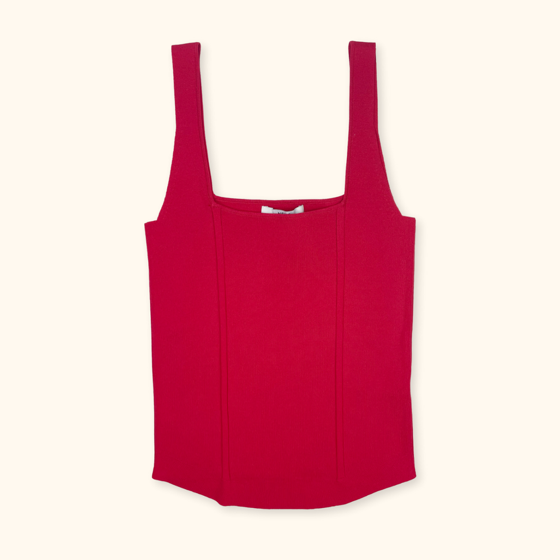 Next Red Ribbed Corset Vest Top - Size Small
