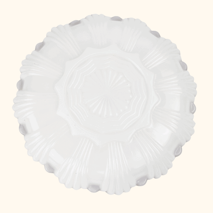 Vintage 1960s Anchor Hocking Milk Scallop Divided Glass Plate -  - Kitchenware
