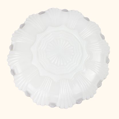 Vintage 1960s Anchor Hocking Milk Scallop Divided Glass Plate Anchor Hocking