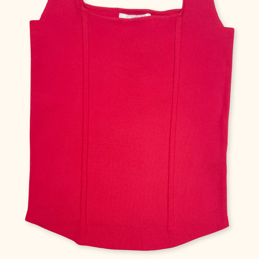 Next Red Ribbed Corset Vest Top - Size Small