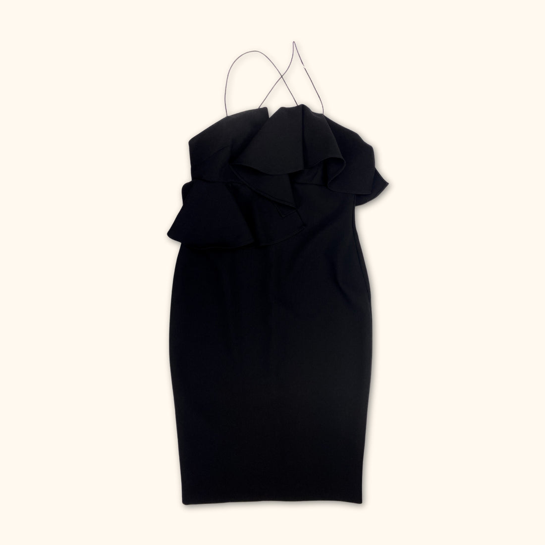 River Island Black Asymmetric Ruffle Dress - Size 14 -  - Dresses