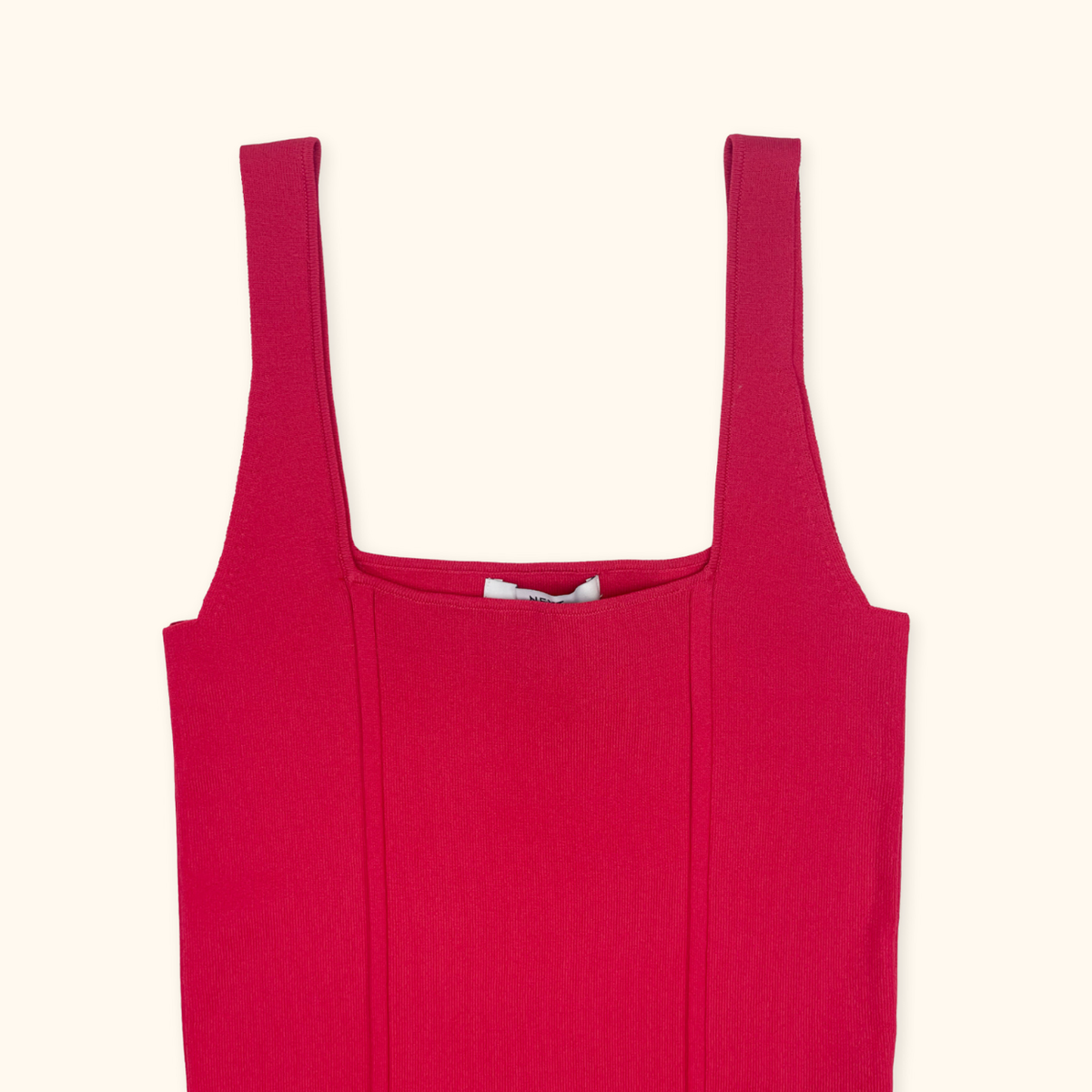 Next Red Ribbed Corset Vest Top - Size Small