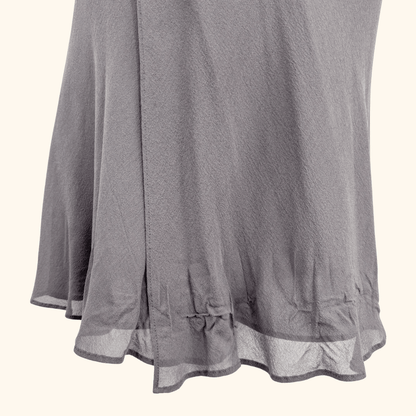 Vintage Planet Silk Grey Midi Skirt - Size 12 Planet