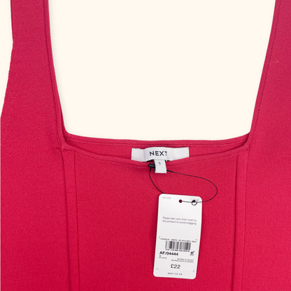 Next Red Ribbed Corset Vest Top - Size Small