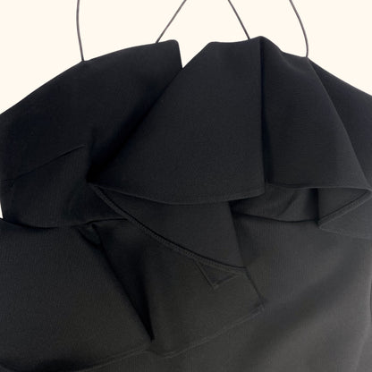 River Island Black Cami Ruffle Knee Length Dress - Size 14