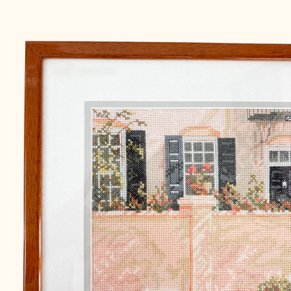 Framed Provence Cross Stitch Artwork Vintage 2002