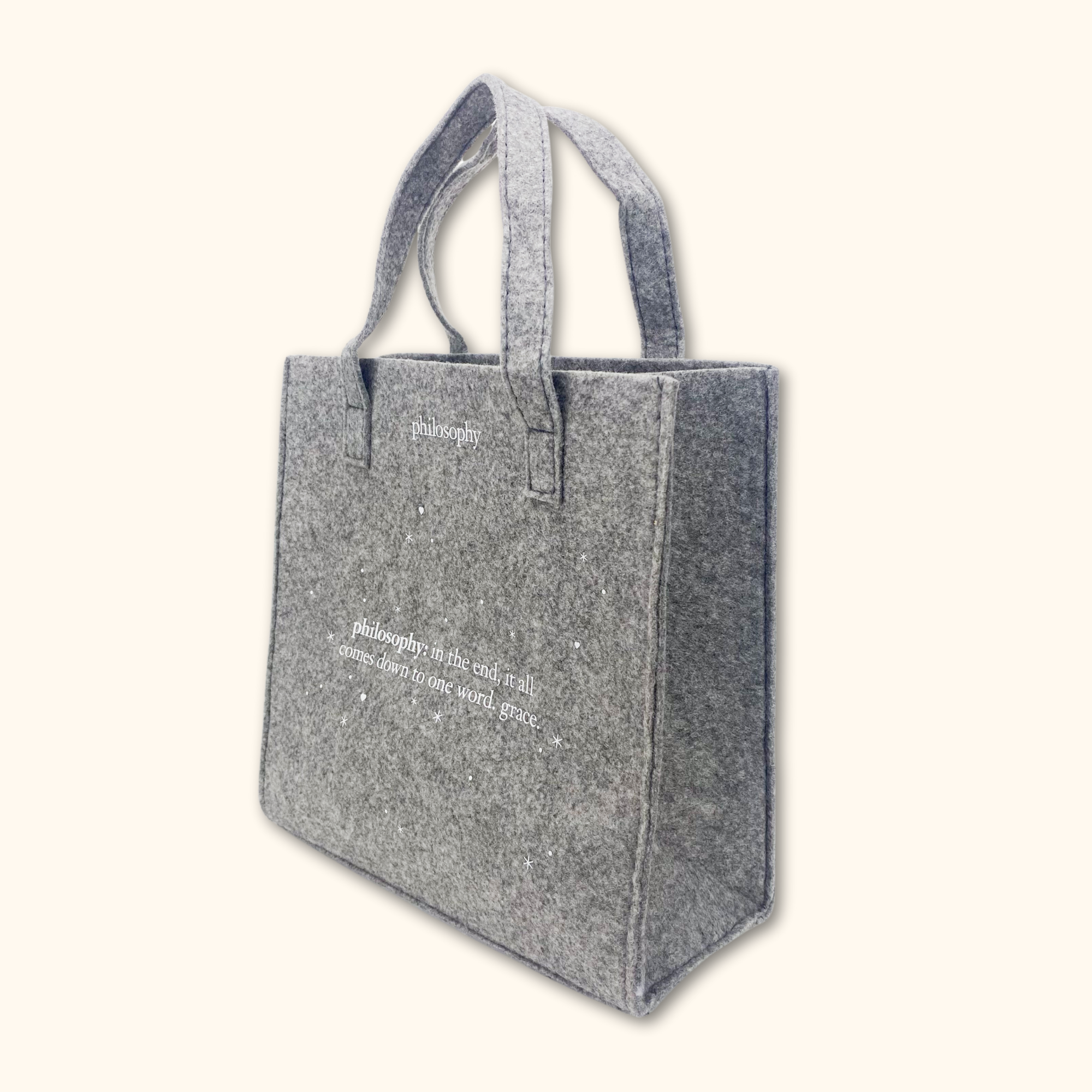 Philosophy Grey Small Tote Bag