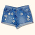 Blue High Waist Denim Shorts with Stars - Size 12