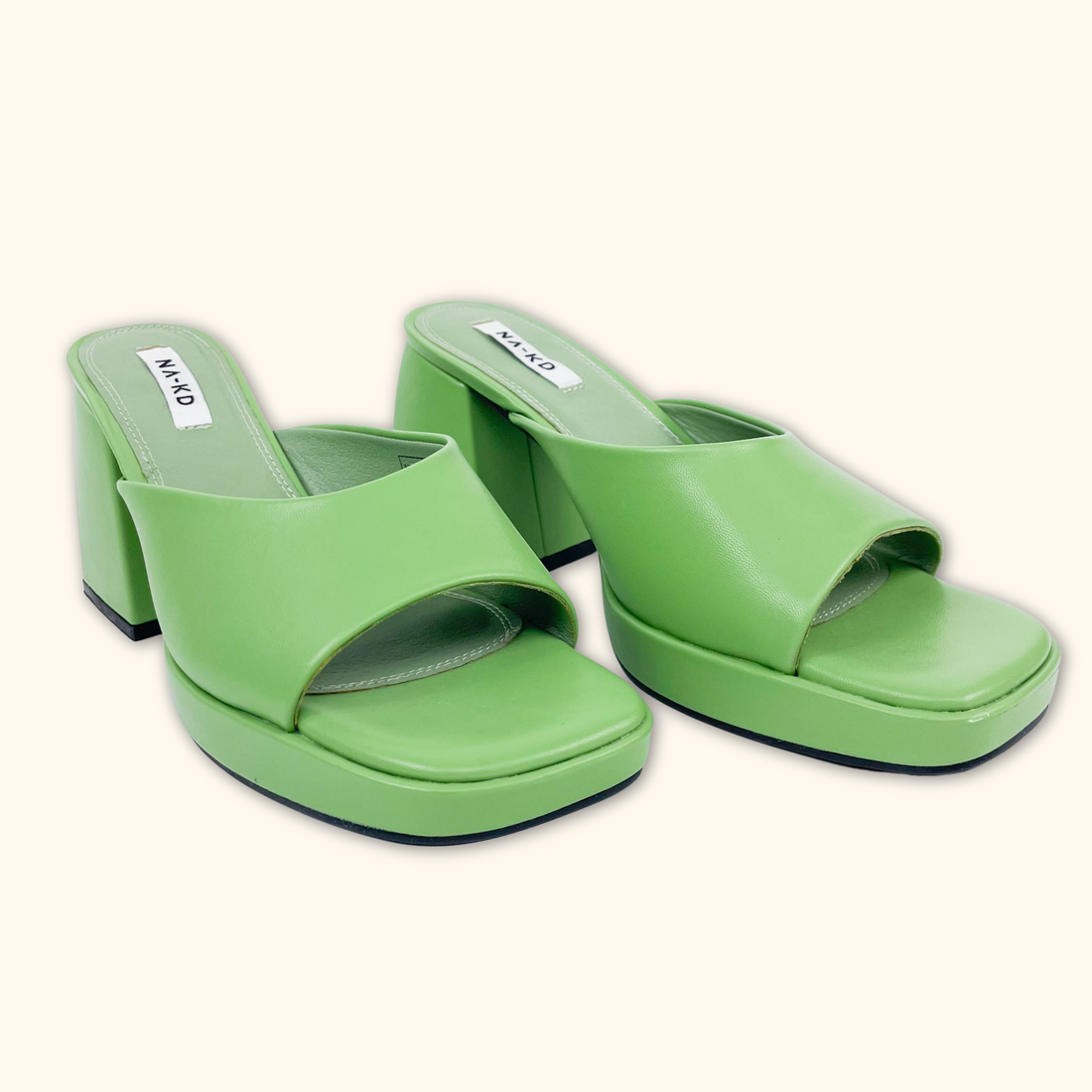 Na-kd Green Block Platform Heels - Size 8