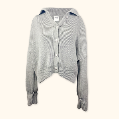 Abercrombie &amp; Fitch Grey Chunky Knit Button Up Cardigan - Size Large Abercombie &amp; Finch
