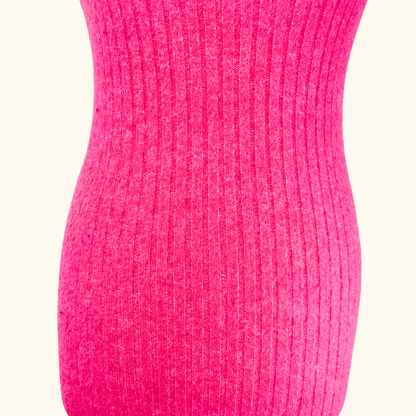 Zara Hot Pink Knitted Wool Blend Maxi Dress - Size Small