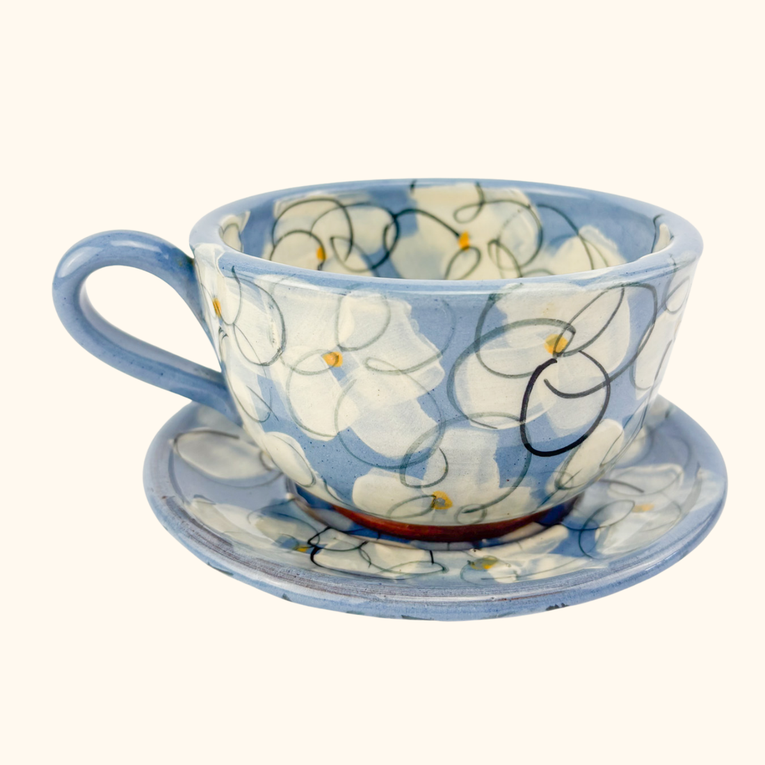 Peter Lochhead Abbey Ceramics  Coffee Tea Mug and Saucer Sunshine Thrift