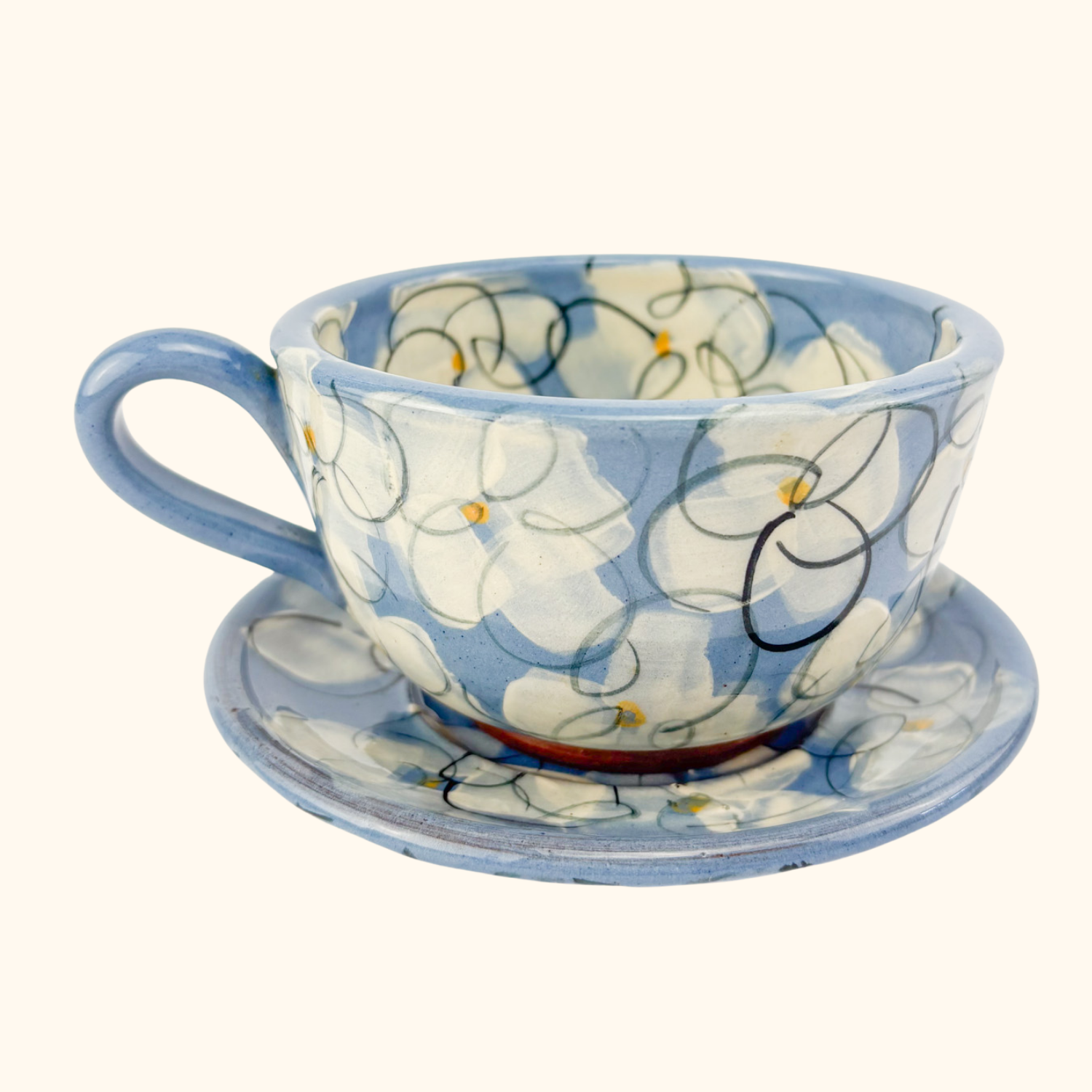 Peter Lochhead Abbey Ceramics  Coffee Tea Mug and Saucer Sunshine Thrift