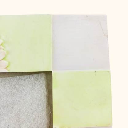 Purple and Green 3D Floral Patchwork Square Picture Frame 3.5inch x 3.5inch Sunshine Thrift