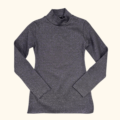 Zara Black Glitter Knitted Open Back Top - Size Medium