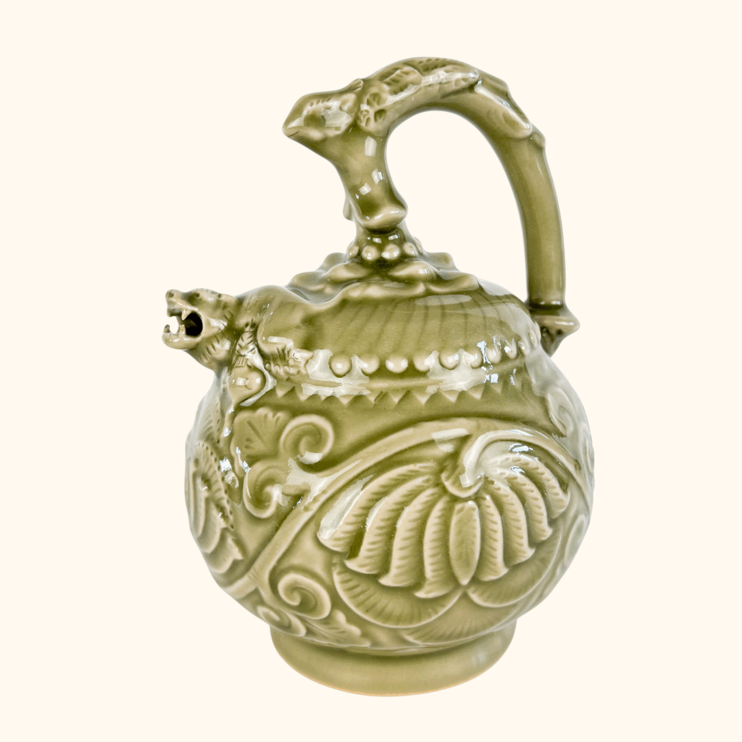 Chinese Celadon Reverse Flow Flower Teapot Sunshine Thrift