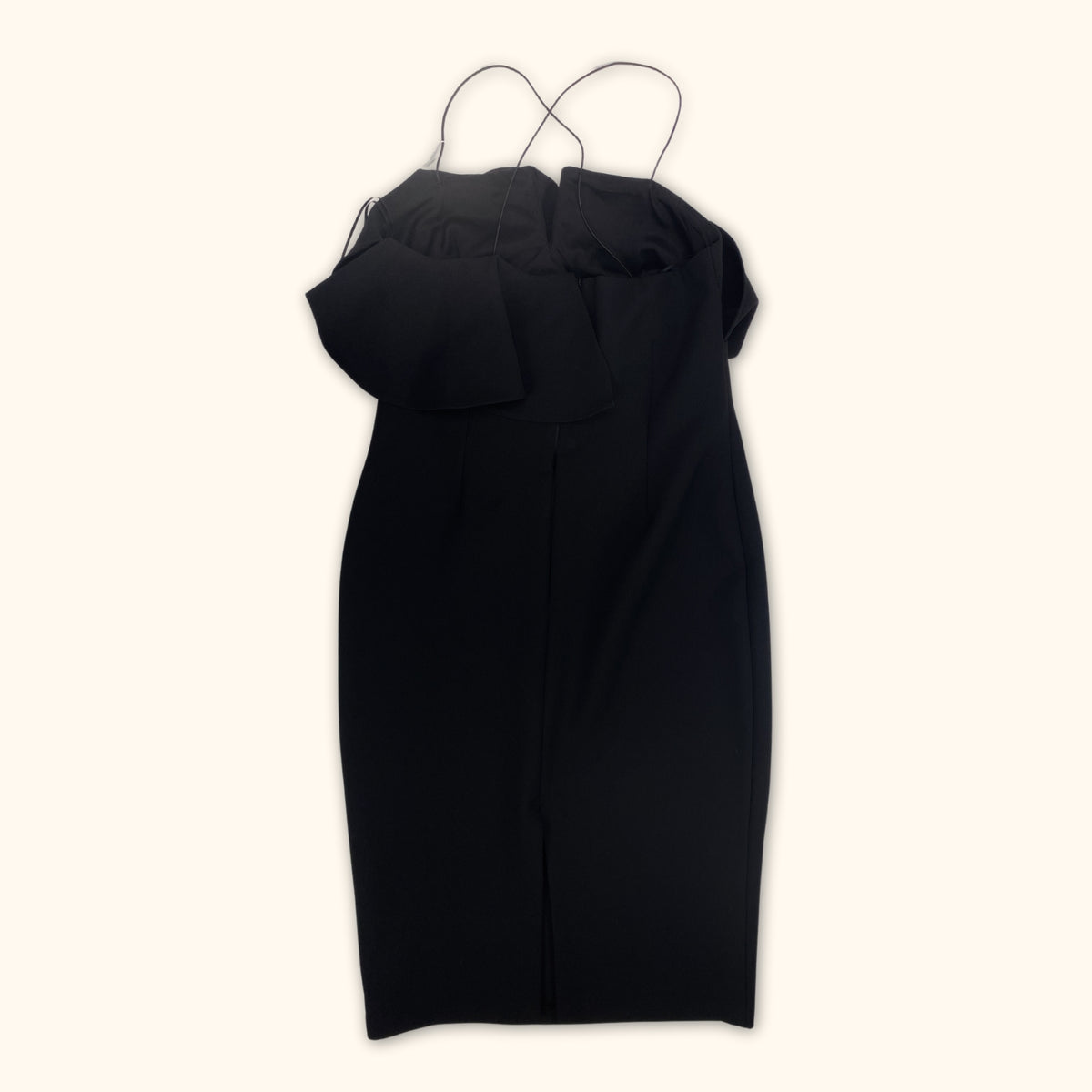 River Island Black Cami Ruffle Knee Length Dress - Size 14
