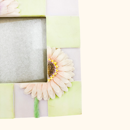 Purple and Green 3D Floral Patchwork Square Picture Frame 3.5inch x 3.5inch Sunshine Thrift