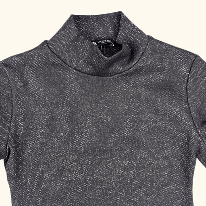 Zara Black Glitter Knitted Open Back Top - Size Medium