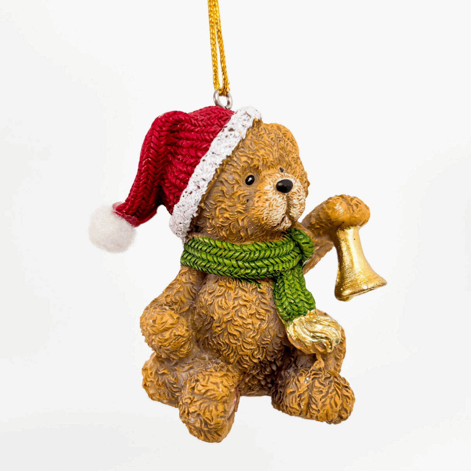 Resin Teddy Bear Hanging Christmas Baubles Set of 2 Sunshine Thrift