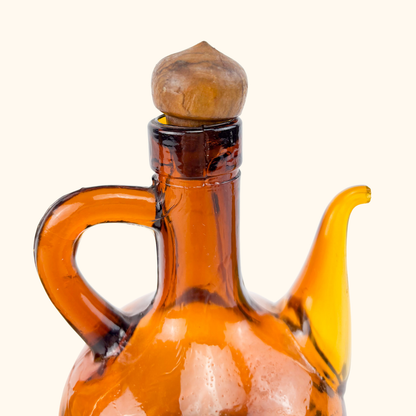 Hand Blown Amber Glass Oil Vinegar Decanter Bottles Sunshine Thrift