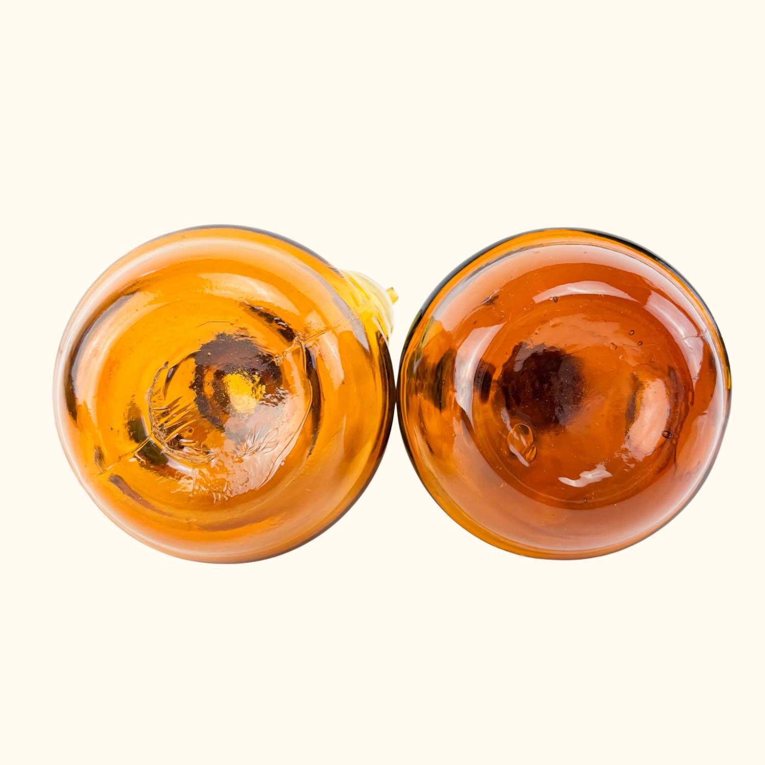 Hand Blown Amber Glass Oil Vinegar Decanter Bottles Sunshine Thrift