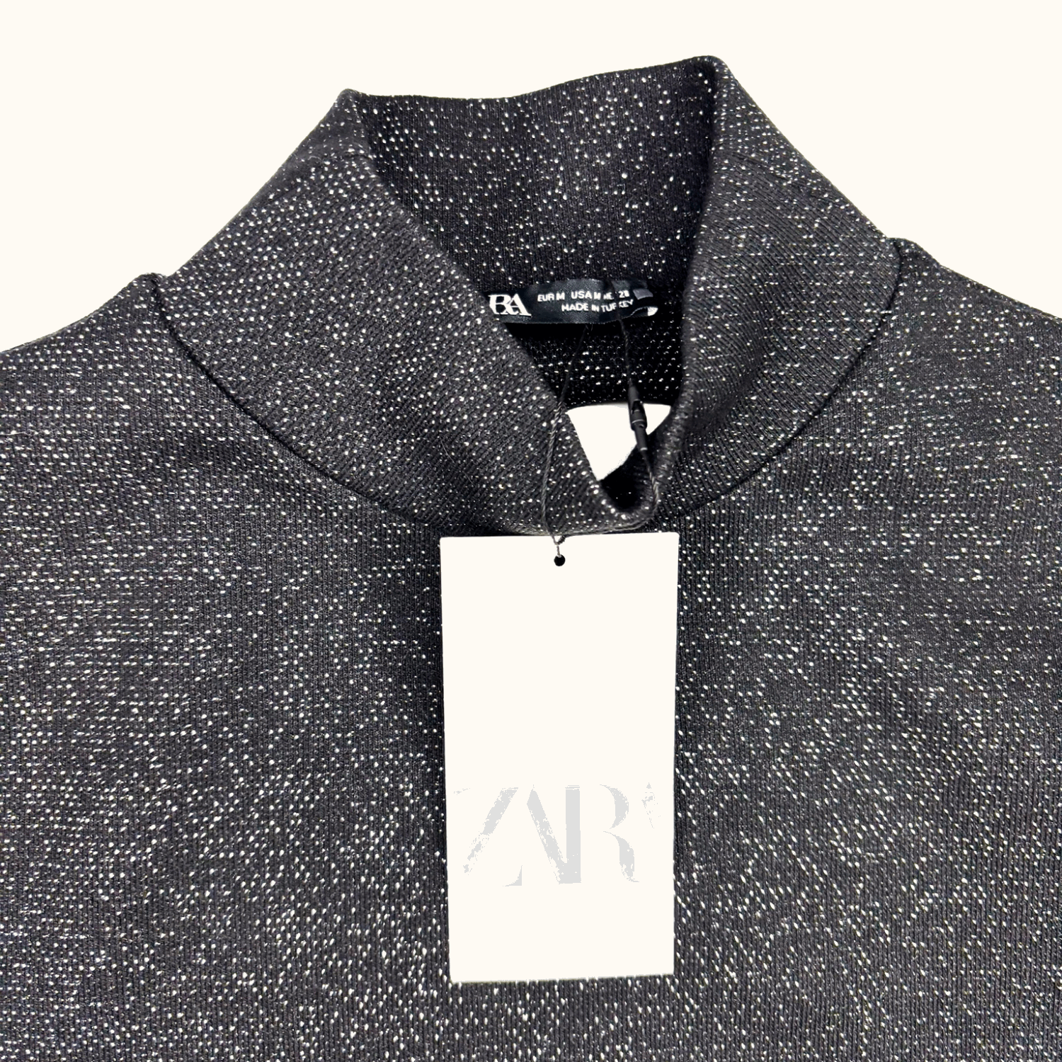 Zara Black Glitter Knitted Open Back Top - Size Medium