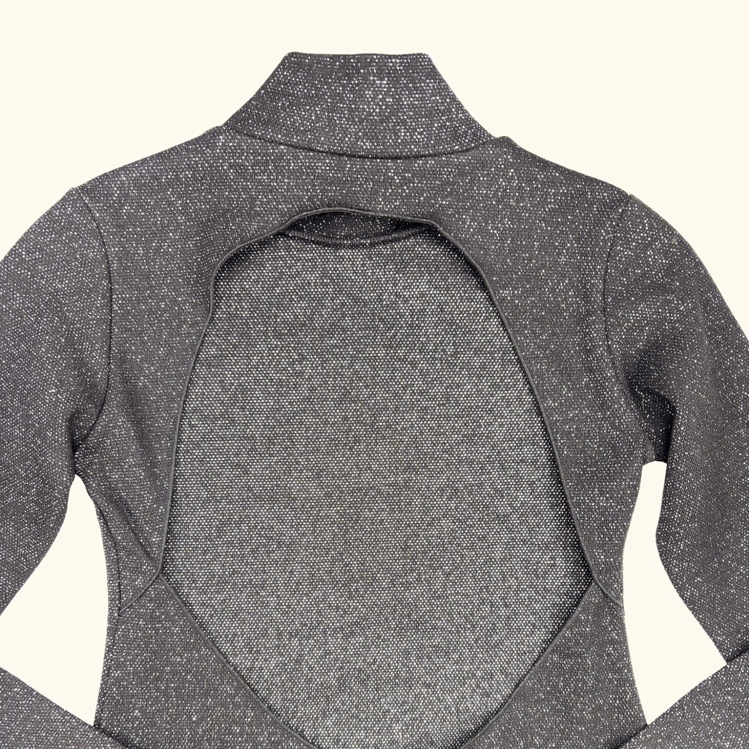 Zara Black Glitter Knitted Open Back Top - Size Medium