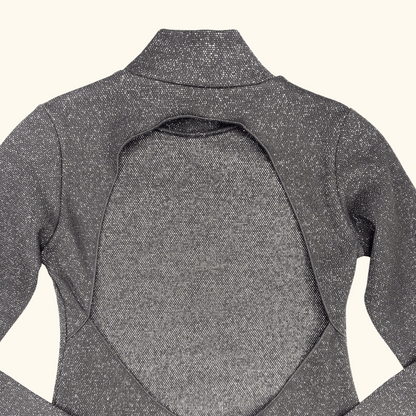 Zara Black Glitter Knitted Open Back Top - Size Medium