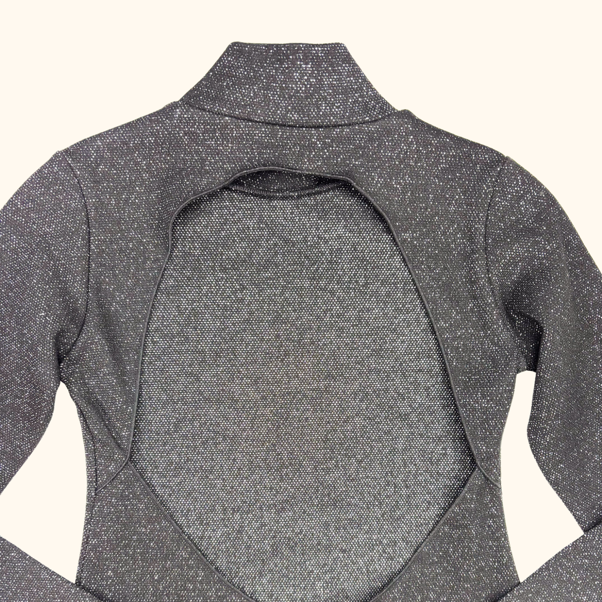 Zara Black Glitter Knitted Open Back Top - Size Medium