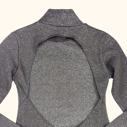 Zara Black Glitter Knitted Open Back Top - Size Medium