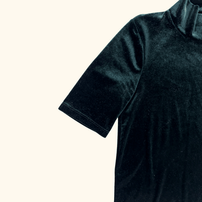 Zara Dark Green Velvet Short Sleeve Top - Size Small