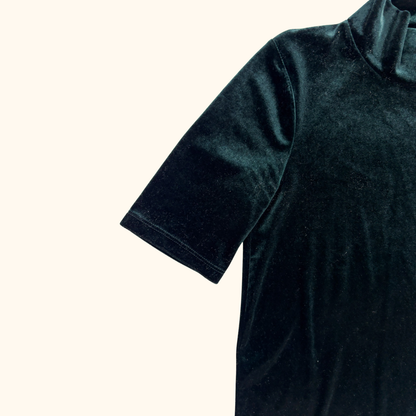 Zara Dark Green Velvet Short Sleeve Top - Size Small