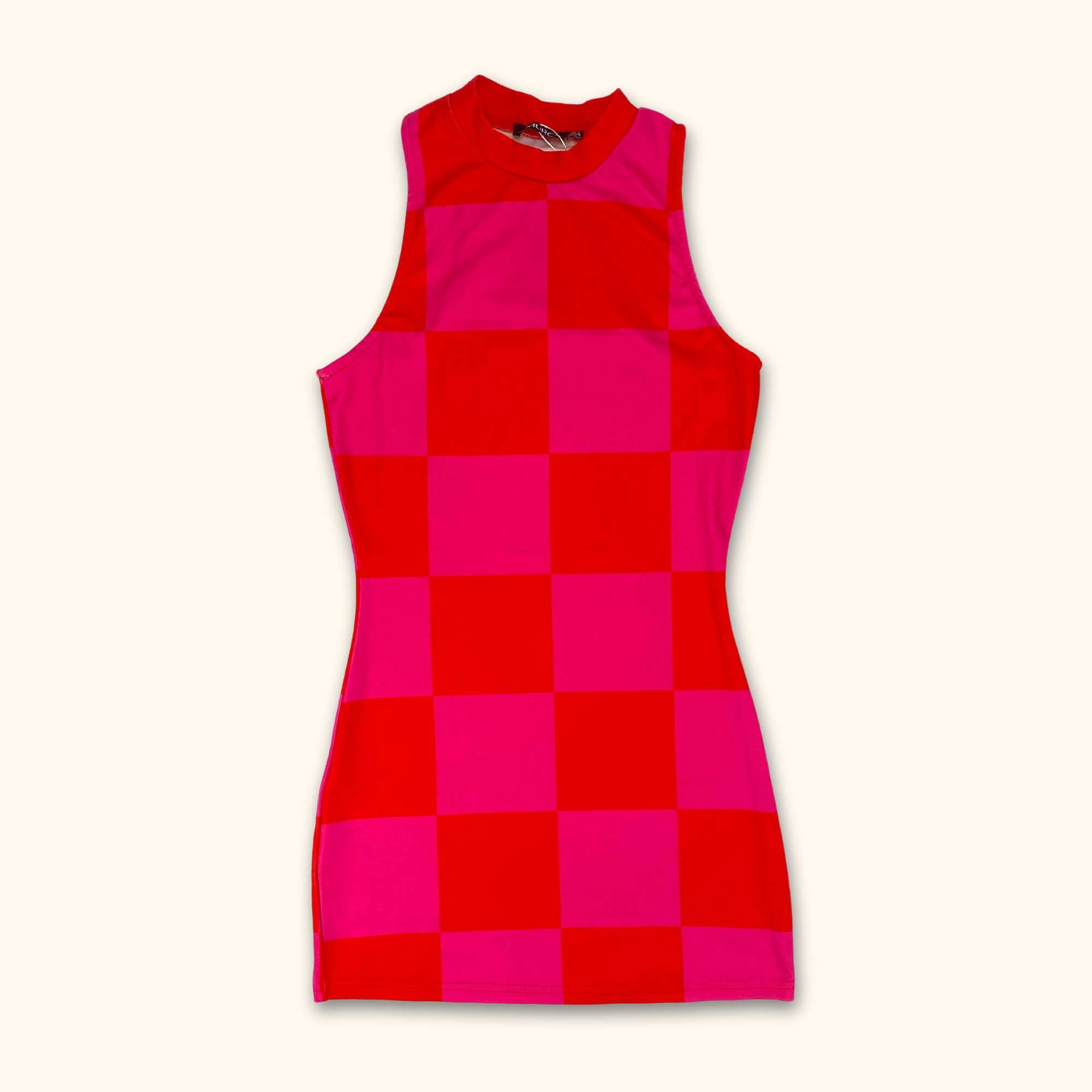 Pink plaid bodycon store dress