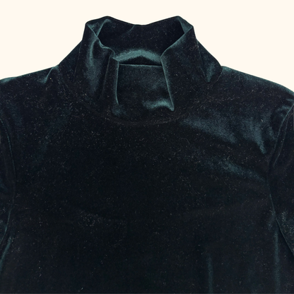 Zara Dark Green Velvet Short Sleeve Top - Size Small